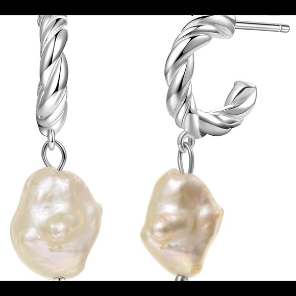Baroque Pearl Earrings 25 Sterling Silver - Picture 3 of 4